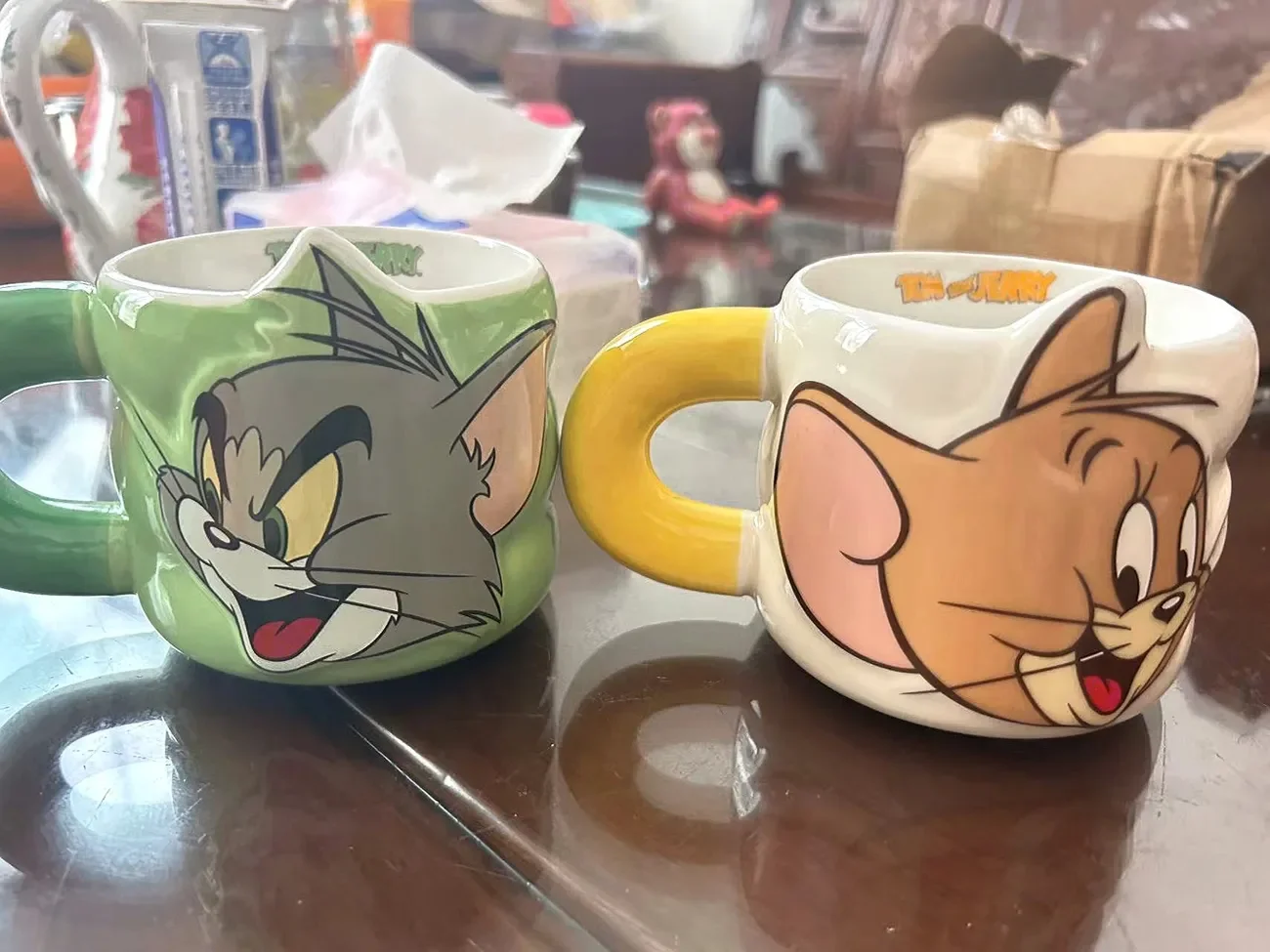 Miniso Cartoon Anime Tom And Jerry Ceramic Water Cup Couple Home Makeup Cute Breakfast Milk Cup Office Coffee Cup Gift