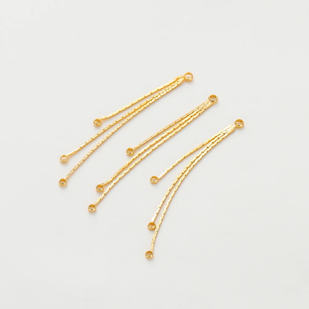 4Pcs/Lot 58mm 14K/18K Gold Color Plated Brass Chain Tassel Charms for DIY Earrings Jewerly Making Findings Accessories