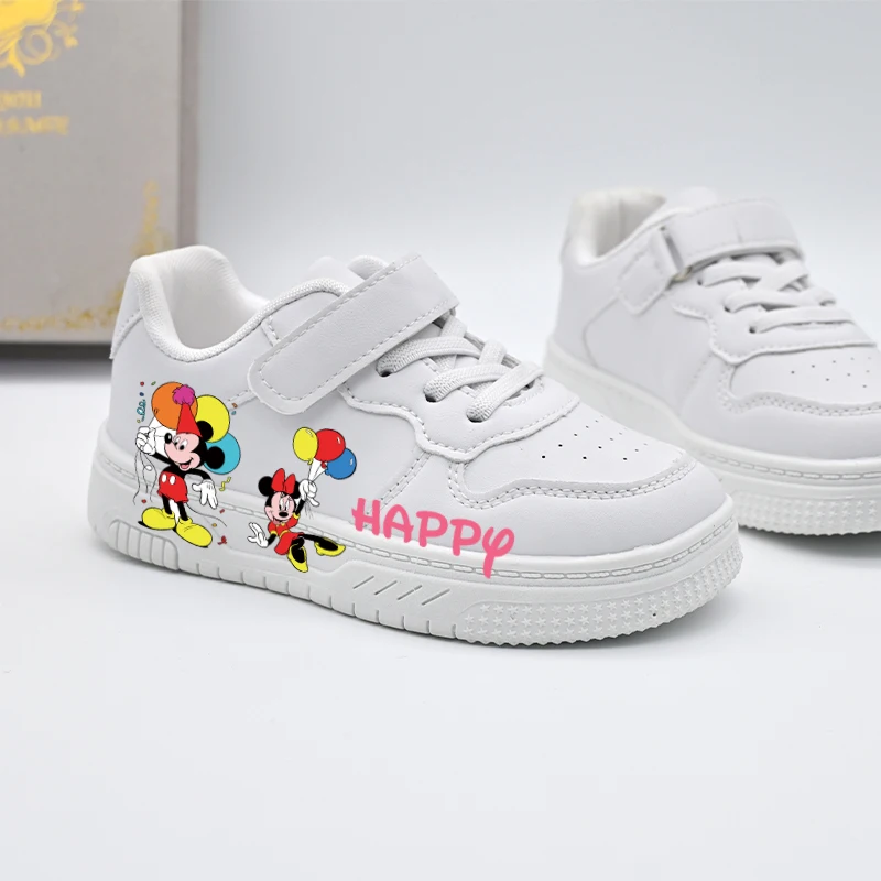 Children's Cartoon Casual Sneakers Kids Boys Fashion New Design Anti-slip White Sport Shoes Student Pu Leather Outdoor Shoes