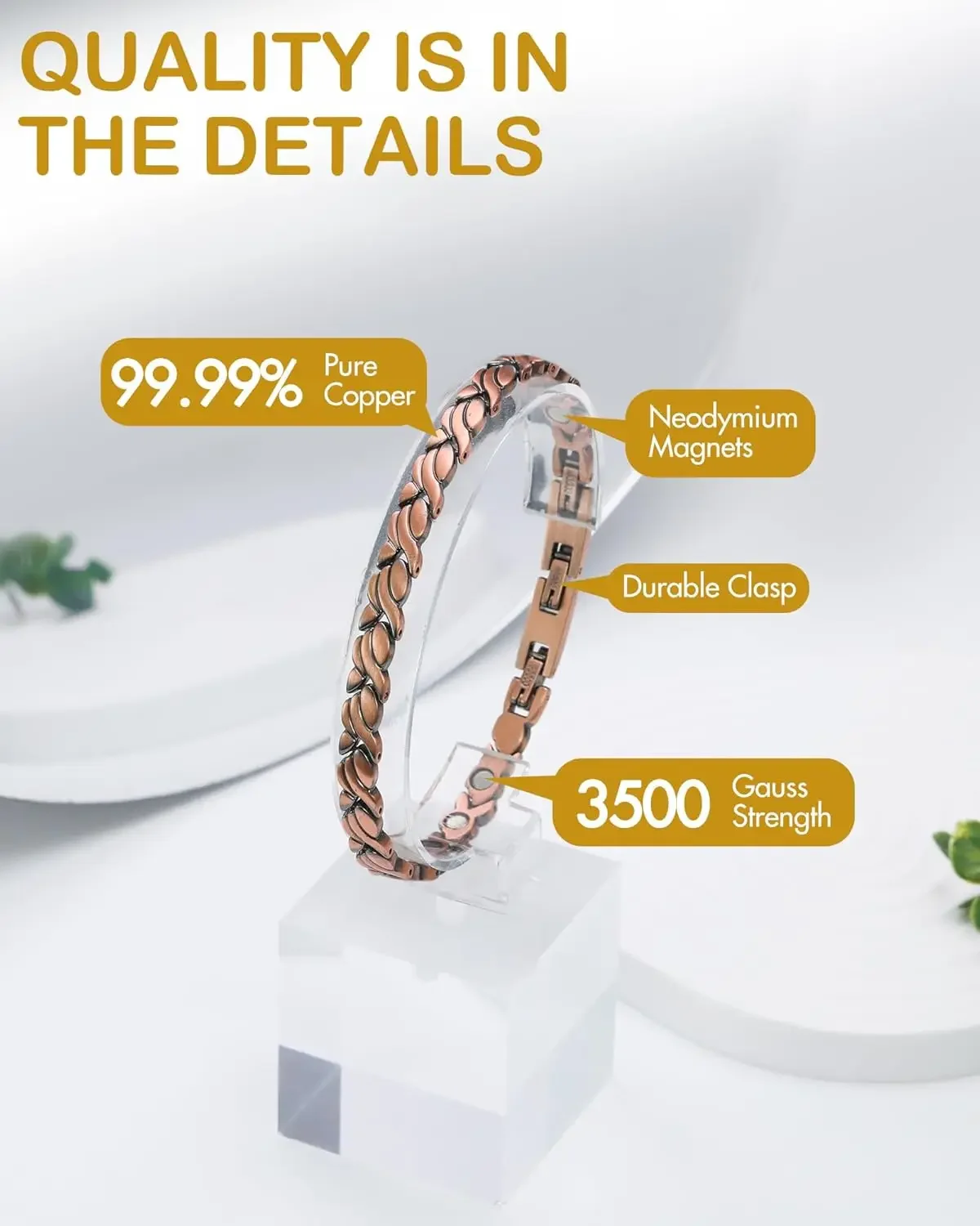 Women's Pure Copper Magnetic Bracelet, Health Gift Set