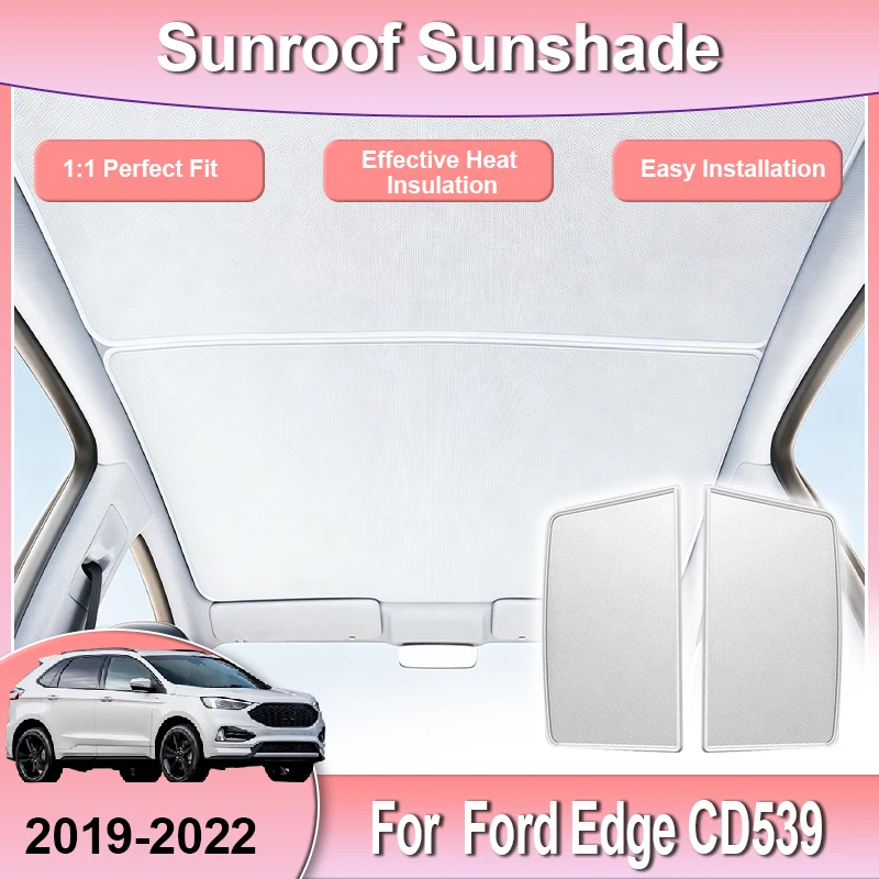 Roof Car Split Sunshade For Ford Edge Plus CD539 Accessories 2019~2022 Sun Visor Cover Sunroof Tools Auto Body Kit Electrostatic