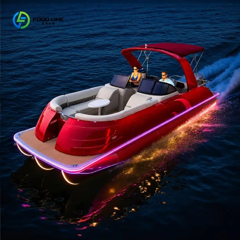 Luxury Fiberglass Pontoon Boat 27FT Sport Series Dual Console Australia USA Entertainment OEM Customized