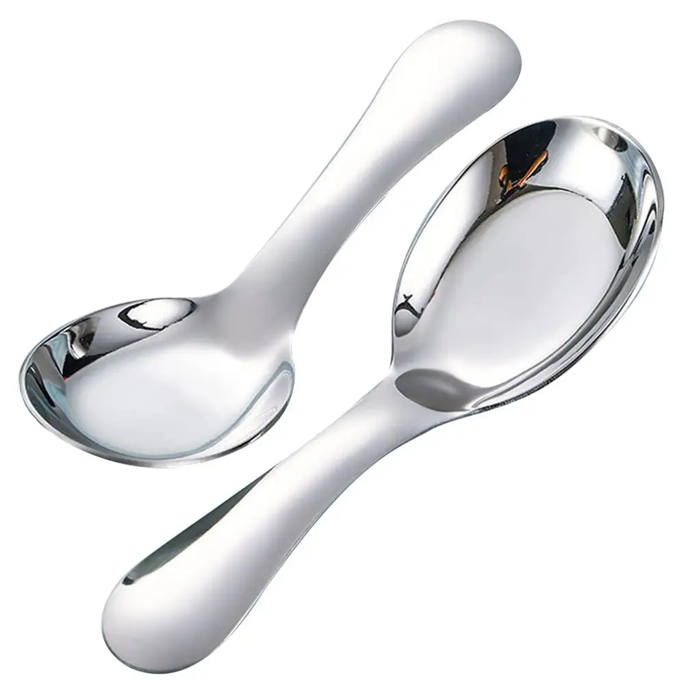 

2 Pcs Porridge Spoons Stainless Steel Kids Baby Utensils for Decor Silverware