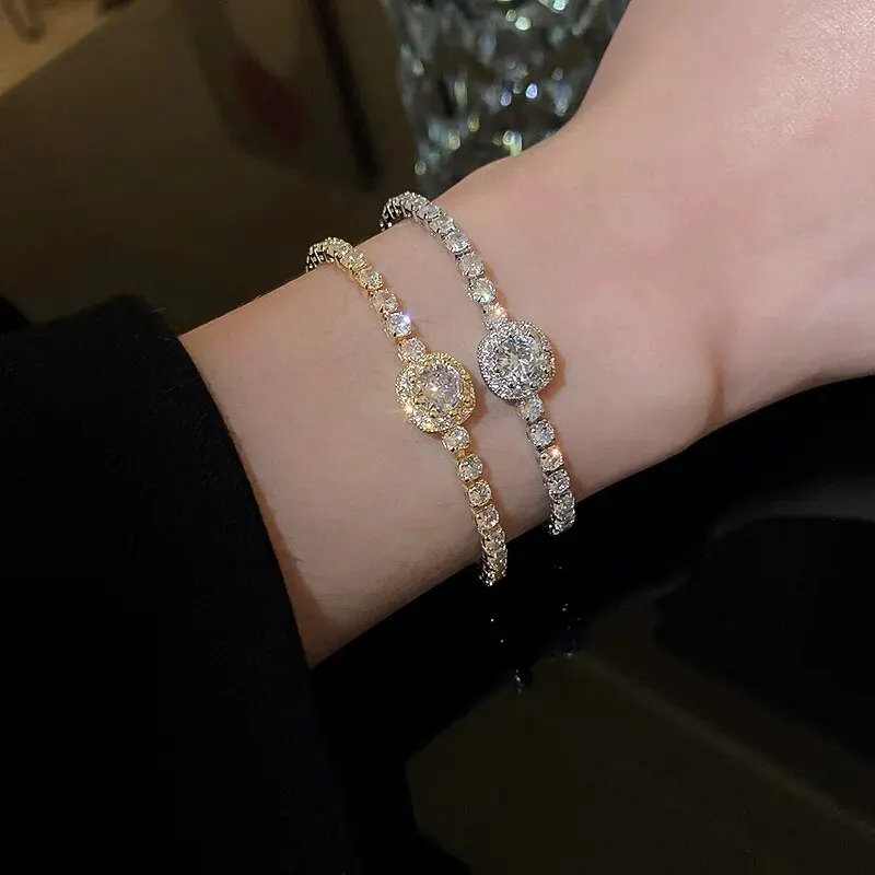 Korea Square Zircon Adjustable Bracelet Female Simple Light Luxury Bracelets Personality Temperament Wedding Woman Jewelry K0