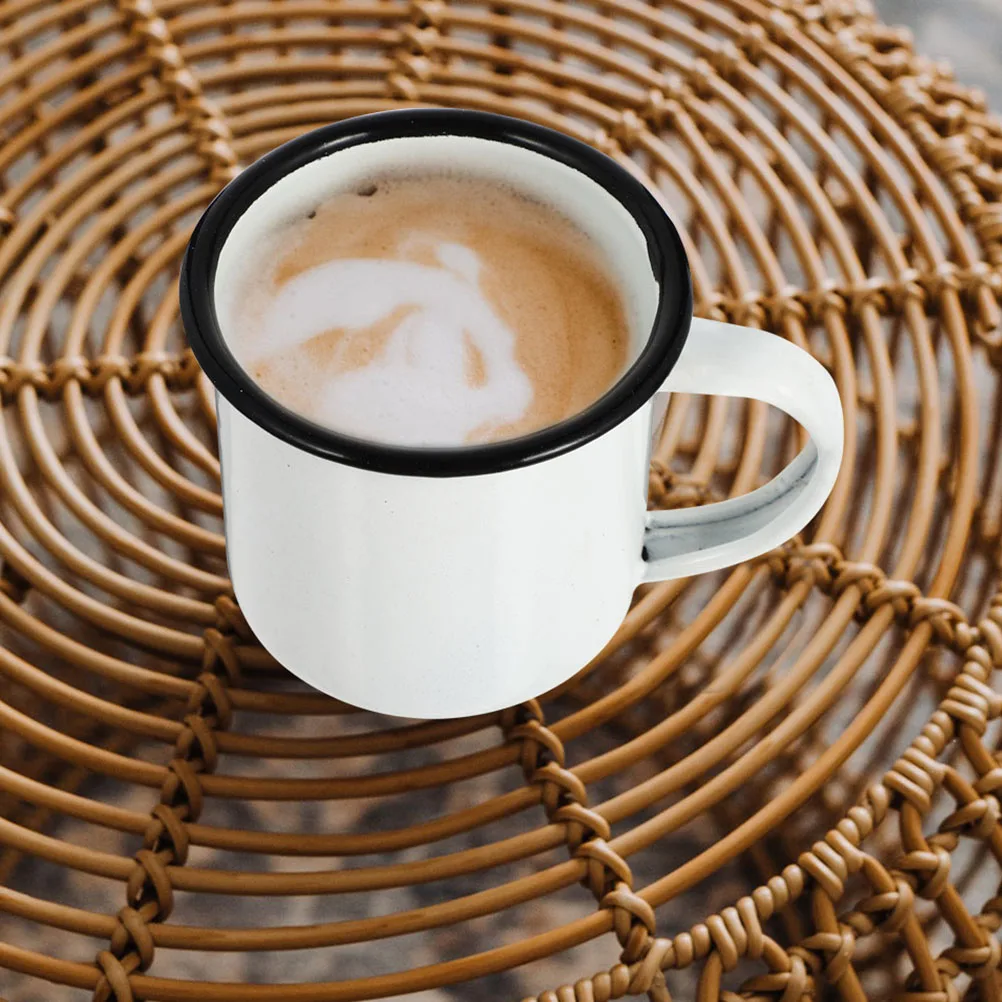 

2Pcs Enamel Retro Drinking Coffee Tea Mug Kitchen Drinking Vintage Style Enamel Cup Cup Bar Use Vintage Style Home Glassware