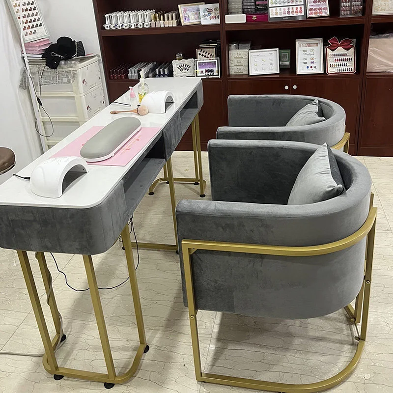 Modern High -end Nail Table and Chair Set Beauty Salon Professional Nail Table Salon Furniture Light Luxury Bedroom Makeup Table