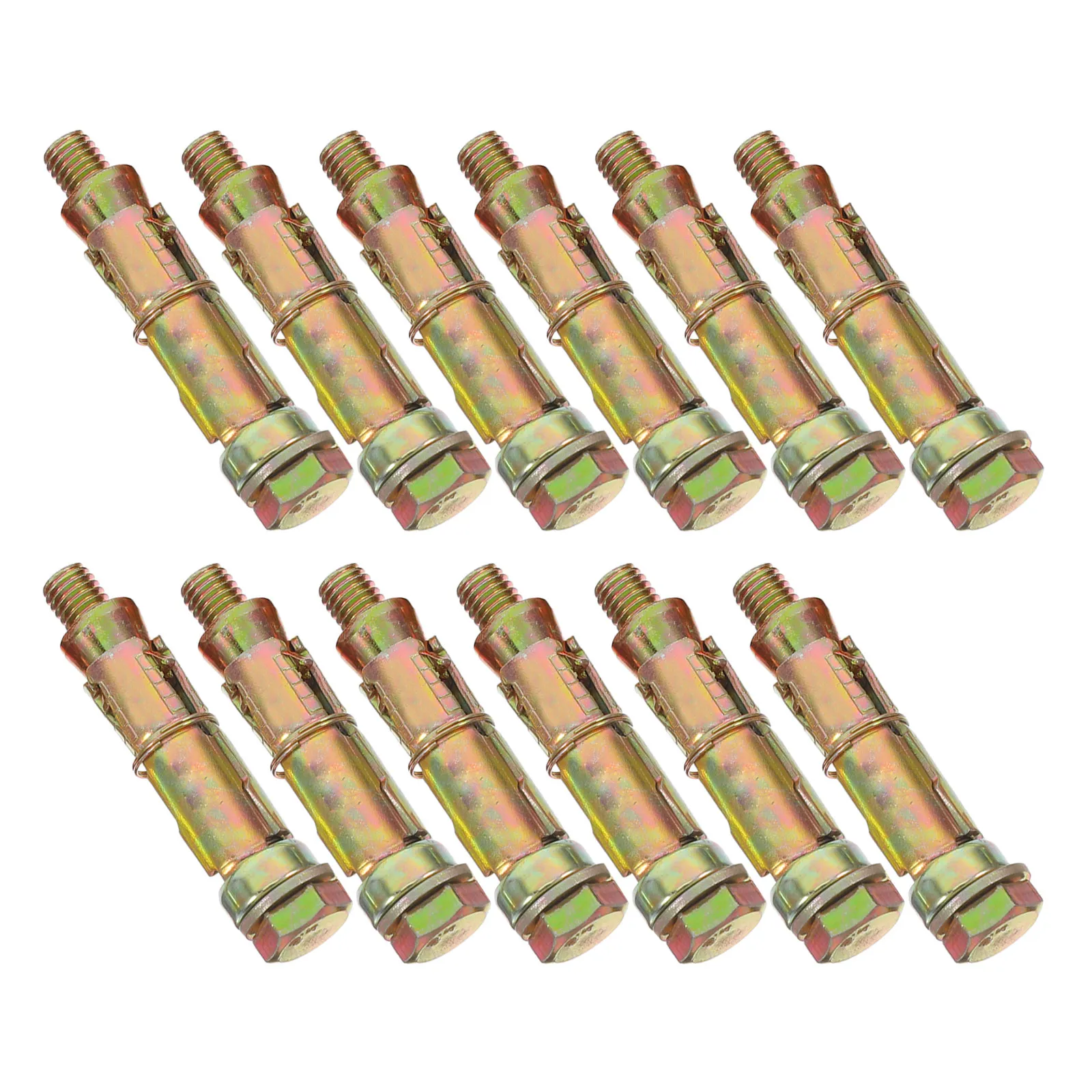 12Pcs Expansion Shield Anchors Heavy Duty Bolts Carbon Steel Metal Fasteners Concrete Brick Wall Drywall Construction