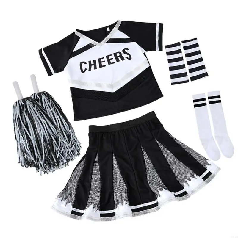 

Halloween Cheerleader Costume Scary Zombied Cheerleader Costume Dead Cheerleading Outfits Crop Top Skirt Socks Gloves 6XDA