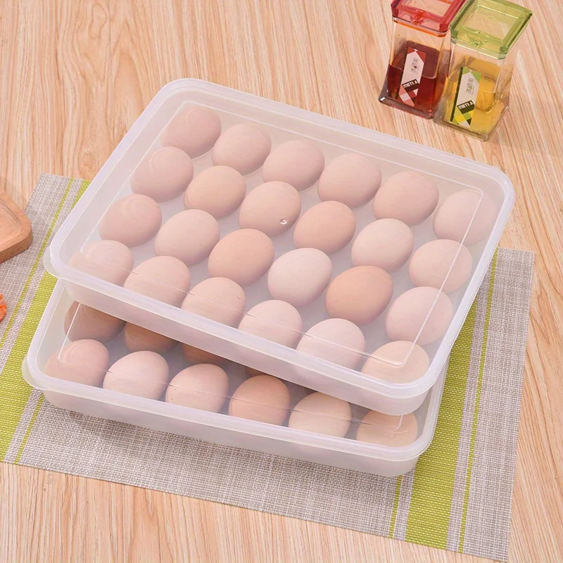 1pc 24 Grids Plastic Egg Storage Containers Box Refrigerator Organizer Drawer Egg Fresh-keeping Case Holder Kitchen Tray