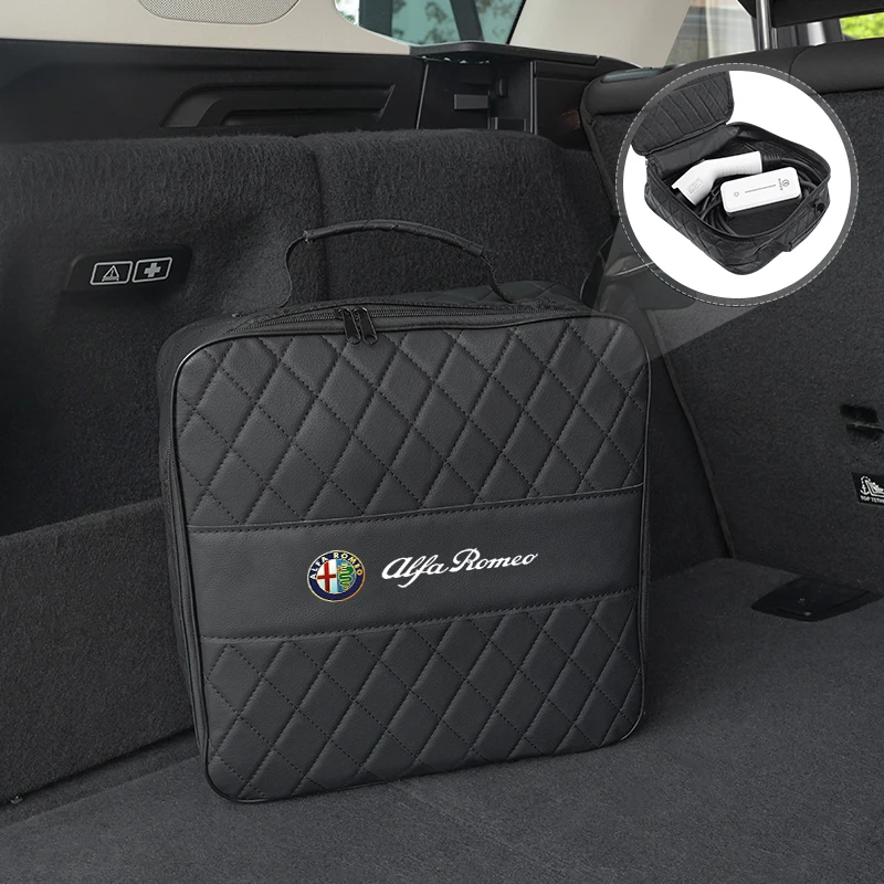 الجلود سيارة كابل شحن صندوق تخزين شاحن الطاقة الجديدة حقيبة محمولة ل ألفا روميو 4C 159 166 العنكبوت جوليا جوليتا 156 GT