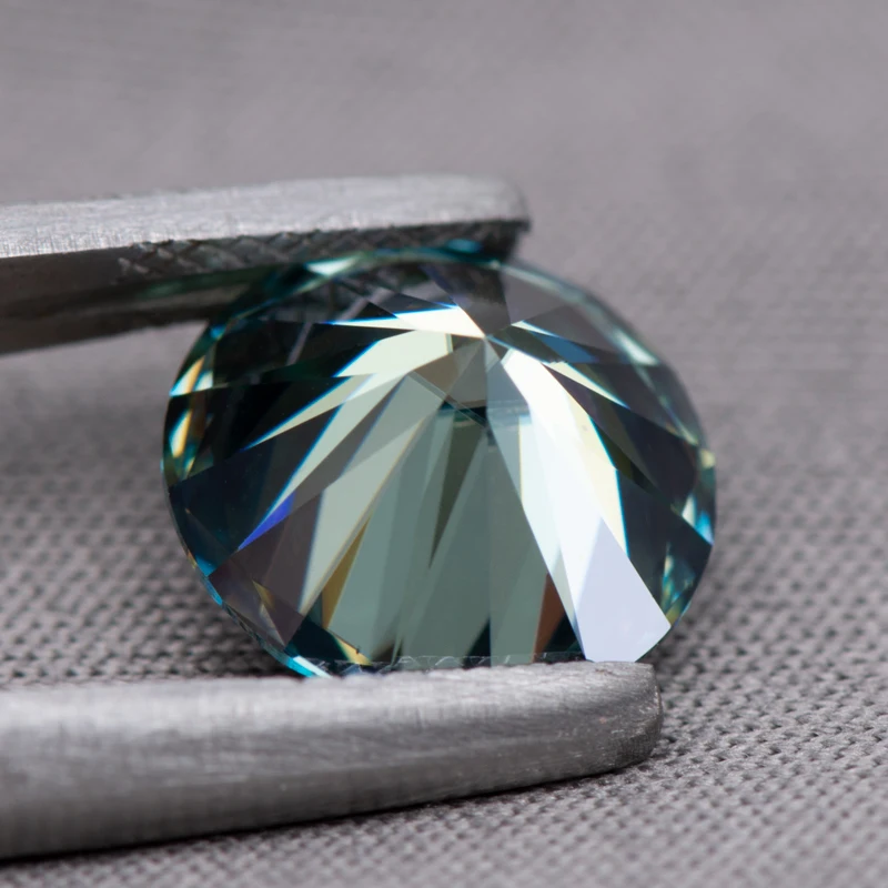 Moissanite Stone Rainbow Blue Colour Round Cut Gemstone Lab Created Diamond Jewelry Rings Earrings Making With Certificate