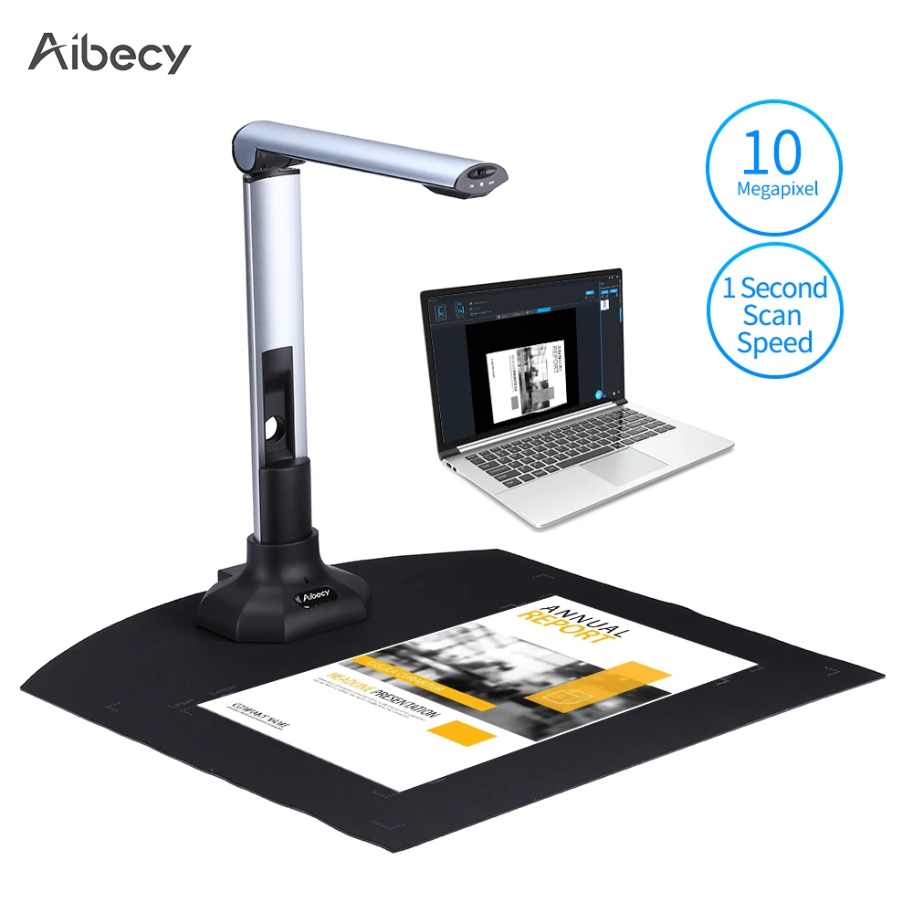 Aibecy BK52 Portable Book Size A3& Document Camera Scanner Capture HD 10 Mega-pixels USB 2.0 High Speed Scanner with LED Light