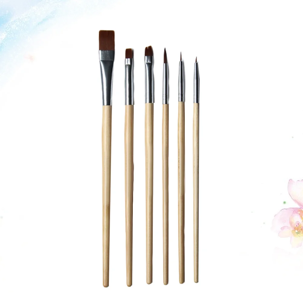 

6pcs Makeup Set Soft Nylon Bristles Wooden H Cosmetics Tools Women Halloween Nail Makeup Brush For Woman Art Daily Use