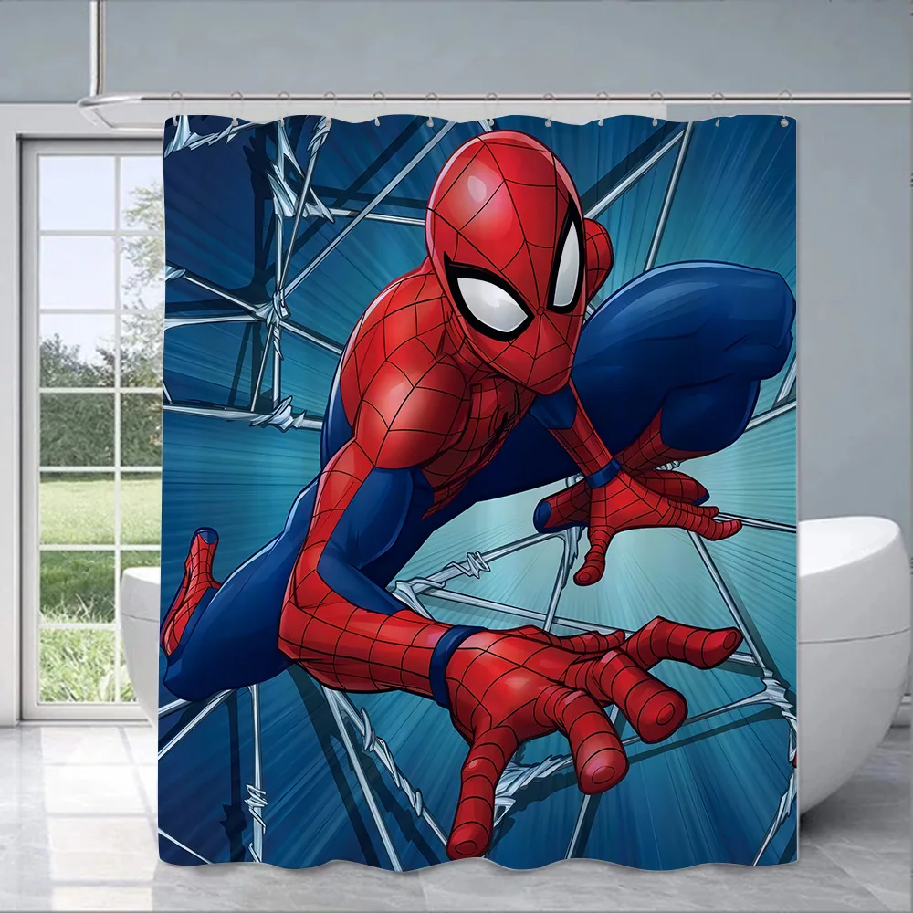 Marvel SpiderMans Shower Curtain Waterproof Polyester Fabric Paint Colorful Bath Curtains Home Bathroom Decor Curtain With Hook