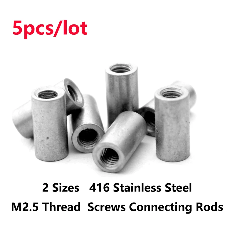 5pcs/Set Stainless Steel M2.5 Thread Screws Connecting Link Round Rod Knife DIY Make Accessories Parts Nails Threaded Nut Studs