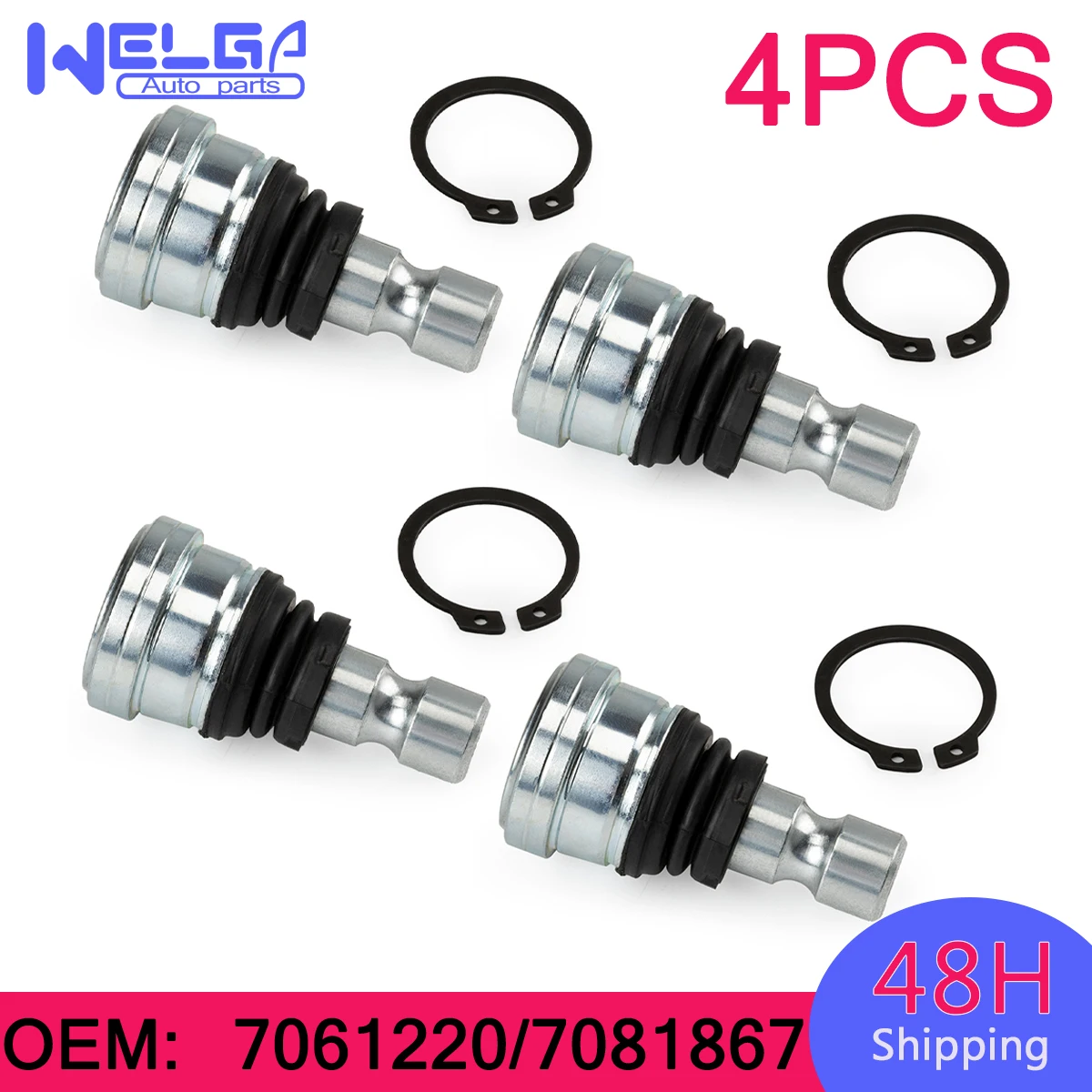 4-Pack 7061220 Upper Lower Front Ball Joints For Polaris RZR 570 800 All Models 7081867 7081505 7081580 7081666 WE350040