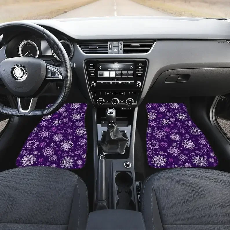 Purple Mandalas Car Floor Mats Set, Front and Back Floor Mats for Car, Car Accessories