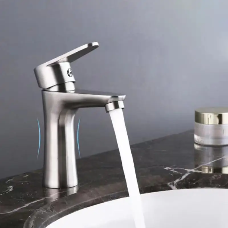 

304 stainless steel single cold washbasin faucet bathroom wiredrawing washbasin washbasin single cold small pretty waist faucet