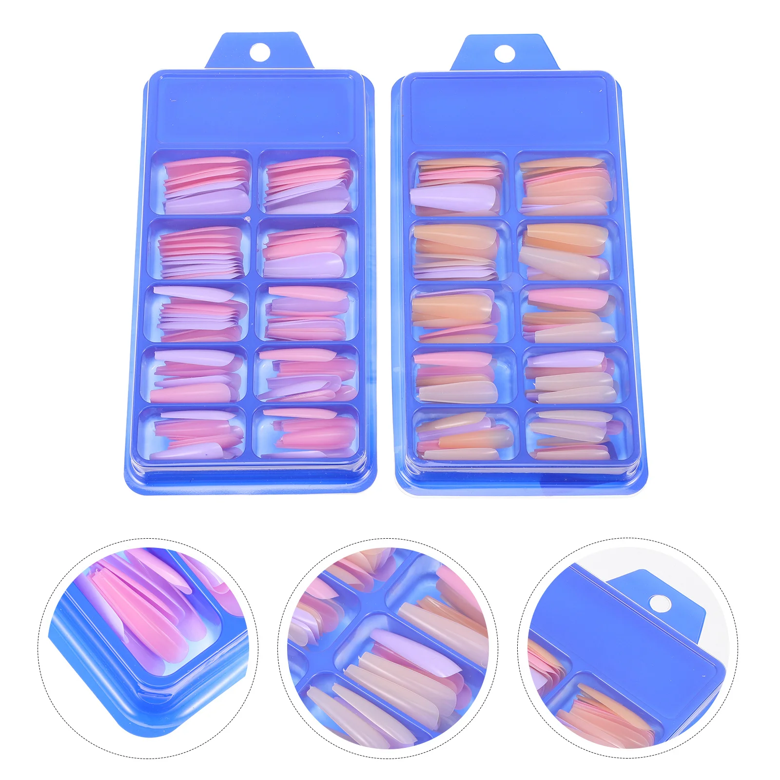 

2 Boxes Ballet Fake Nails Solid Color Flat Tip Press on Nails Medium Length Detachable Nail Tips Detachable Nail Patches