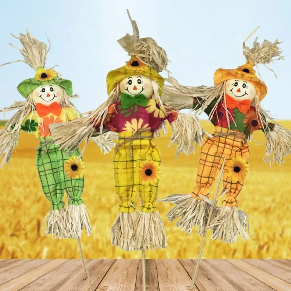 Cute Halloween Scarecrow Ornament Standing Small Scarecrow Welcome Sign Cartoon Garden Scarecrows