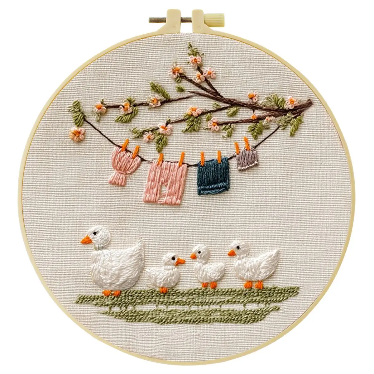 1 Stück 20X20CM/15X15CM 7,87/6,3 Zoll Enten-Stickerei-Starter-Kit DIY-Kit DIY-Stickerei-Set für Anfänger Nähkunst – Detail 3