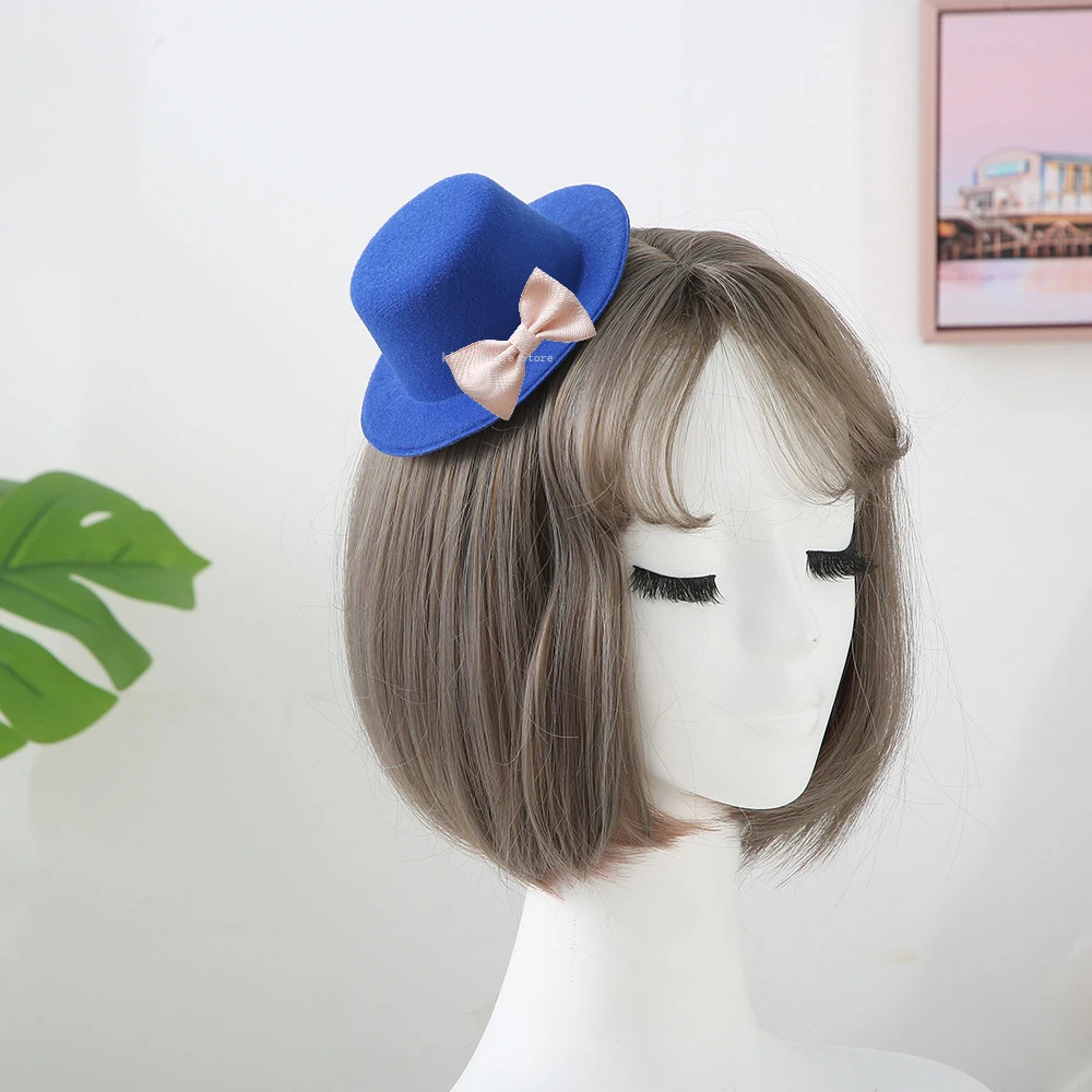 

Yumeno Kyusaku Косплэй шляпа синий маленький предмет верхняя клипса плоская шляпа Лолита маленький цилиндр верхний зажим головной убор