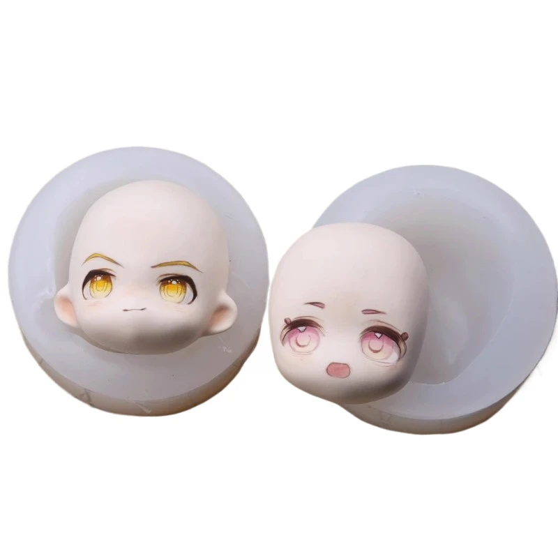 Doll Q Version Ultralight Clay Universal Face Silicone Mold with Ears/earless Face Mold DIY Anime Character Modeling Clay Tool