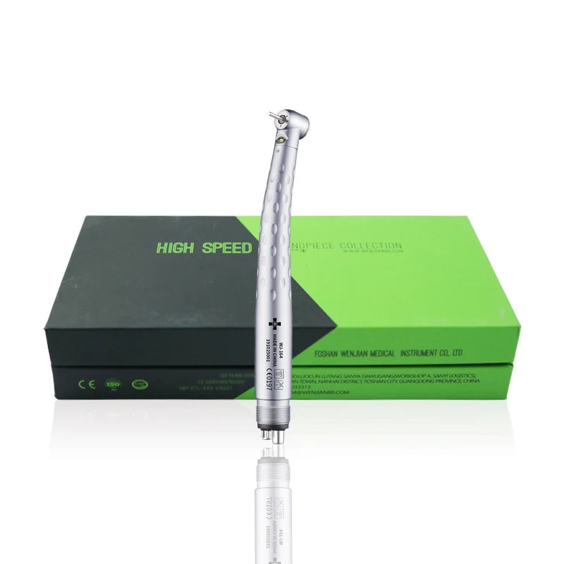 WJ Dental LED High Speed Handpiece Dentist Tips E-Generator Integrated Standard Head Push Button 3 Water Spray 2/4 Holes