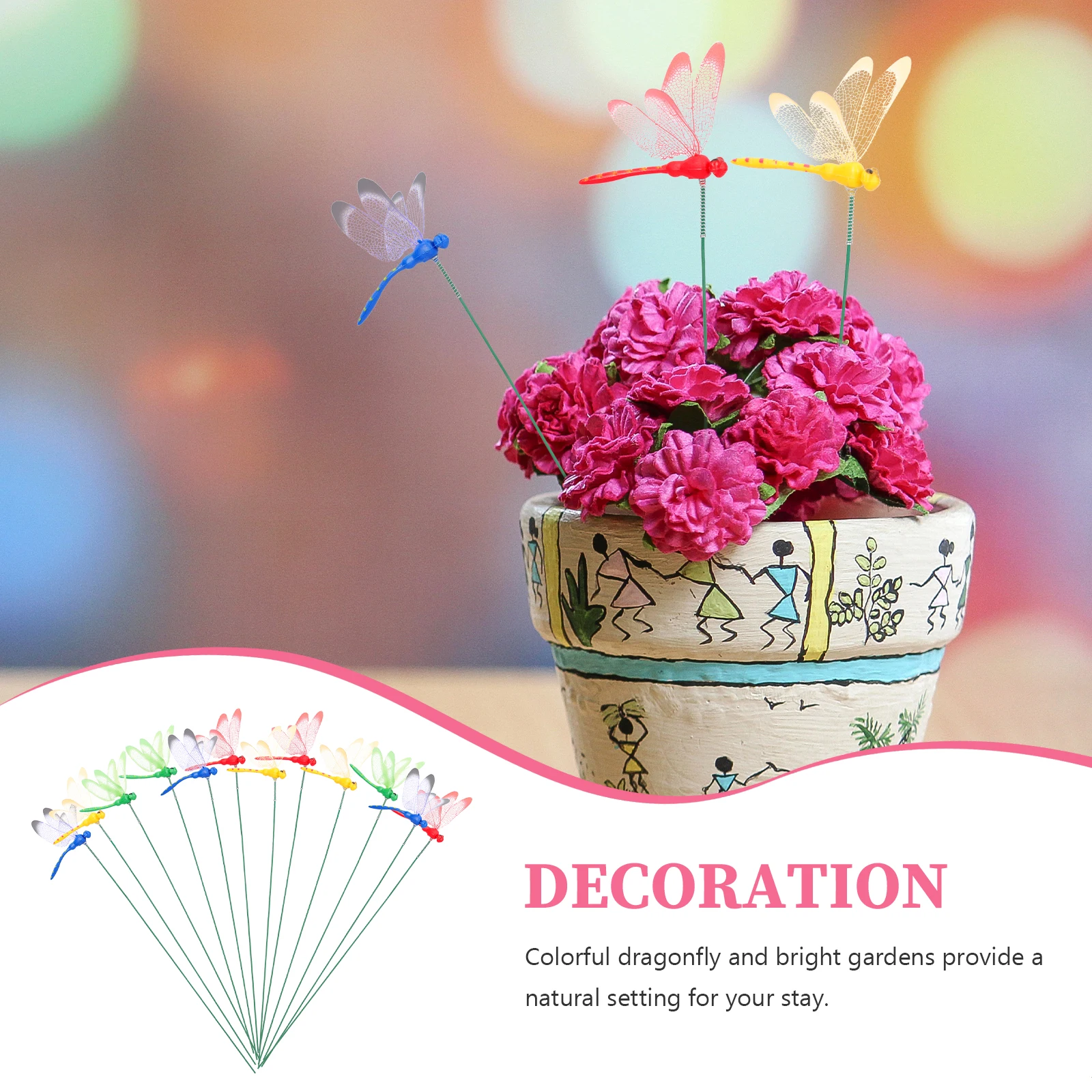 

12pcs Dragonfly Decoration Garden Stake Artificial Grassland Dragonfly Decor Stakes for Home Yard Lawn Grassland Decor