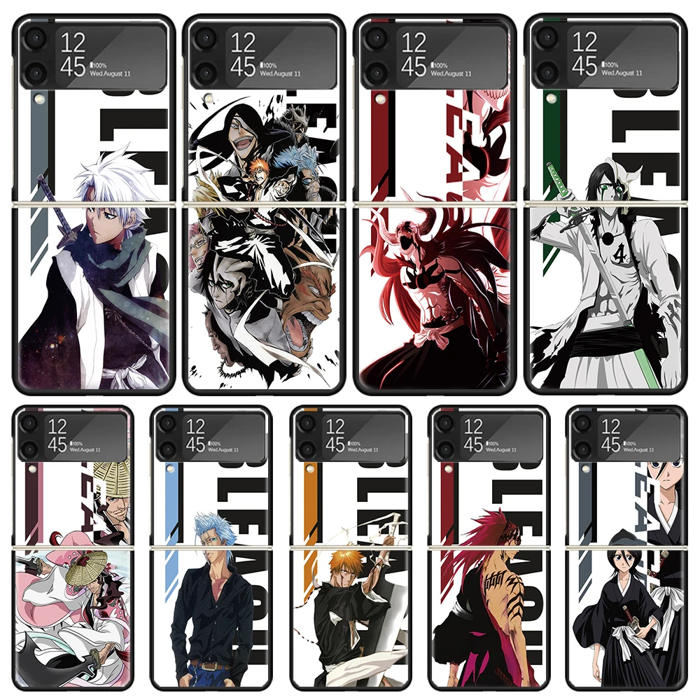 Anime Bleach Ichigo Kenpachi Phone Case For Samsung Galaxy Z Flip3 Flip4 Flip5 Flip6 PC Shell For Z Flip 3 4 5 6 Hard Folding Ar