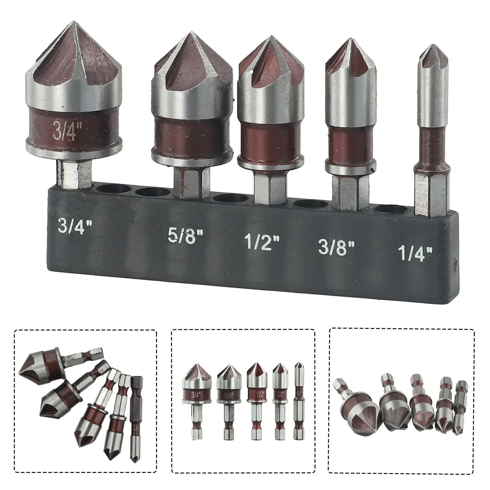 

82 Degree Tip 5 Flute Countersink Bit 82 Degree Countersink High Speed Steel Medium Hardness Metals Prolonged Life