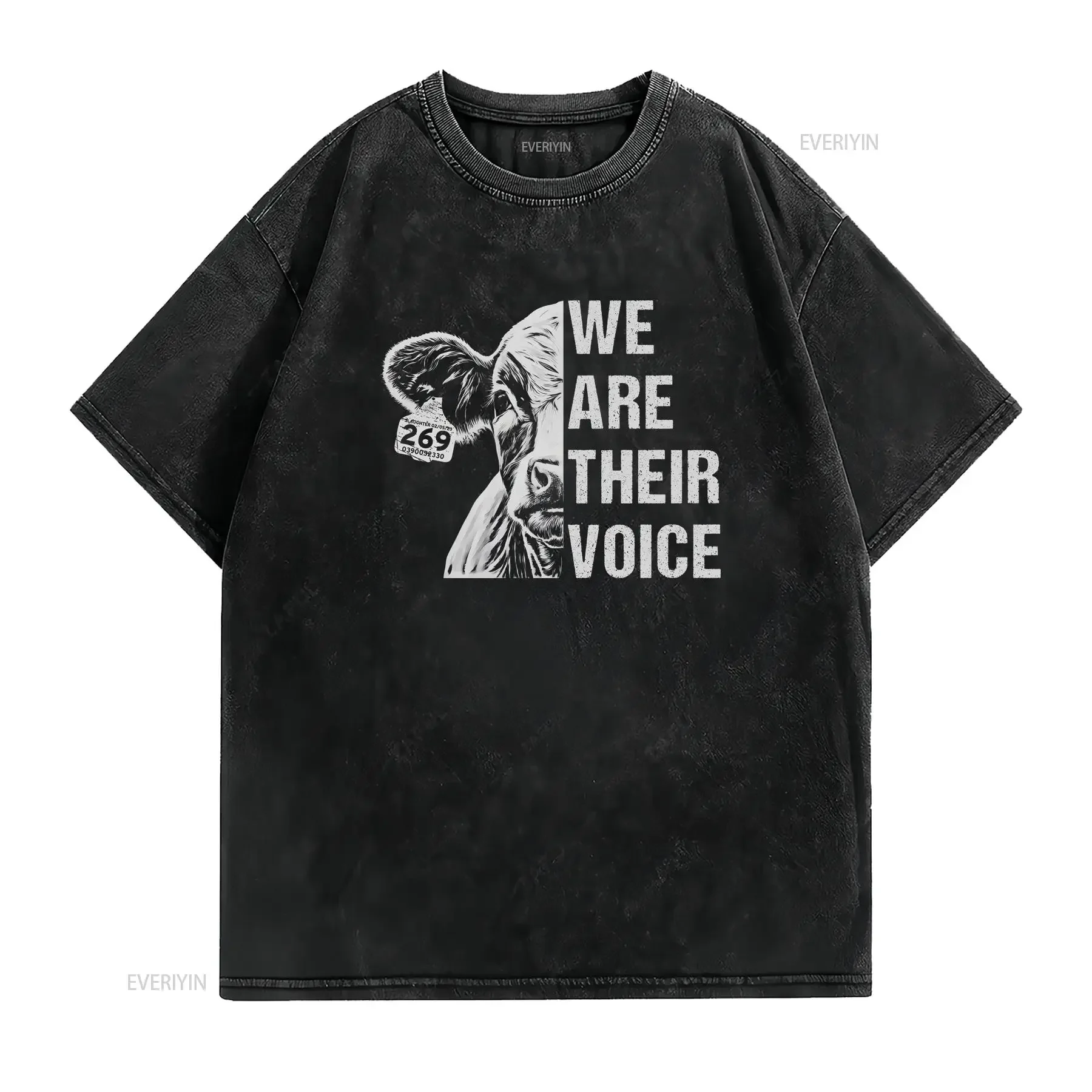 Vegan T shirt Activism cow We are their voice calf veganism activist Animal Liberation gift for plant based vintage Washed