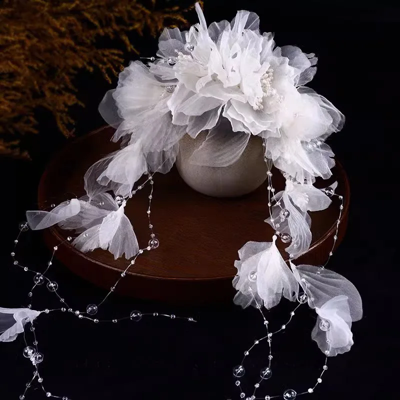 Gorgeous Crepe Flower Hairband for Bridal Headwear Mori's Fairy Handmade Accessories