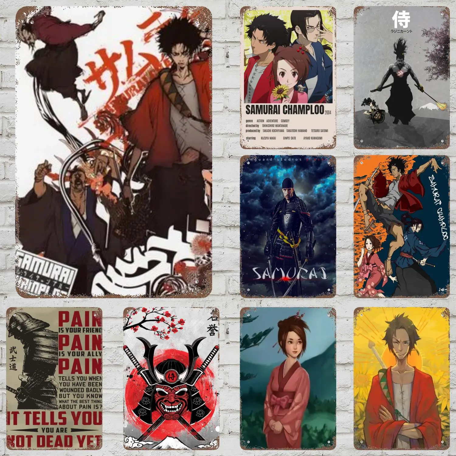 Decoración samurái champloo, carteles de Metal Vintage, carteles de estaño, póster de capitán, decoración para Bar, Pub, Club, hombre, cueva, decoración de pared
