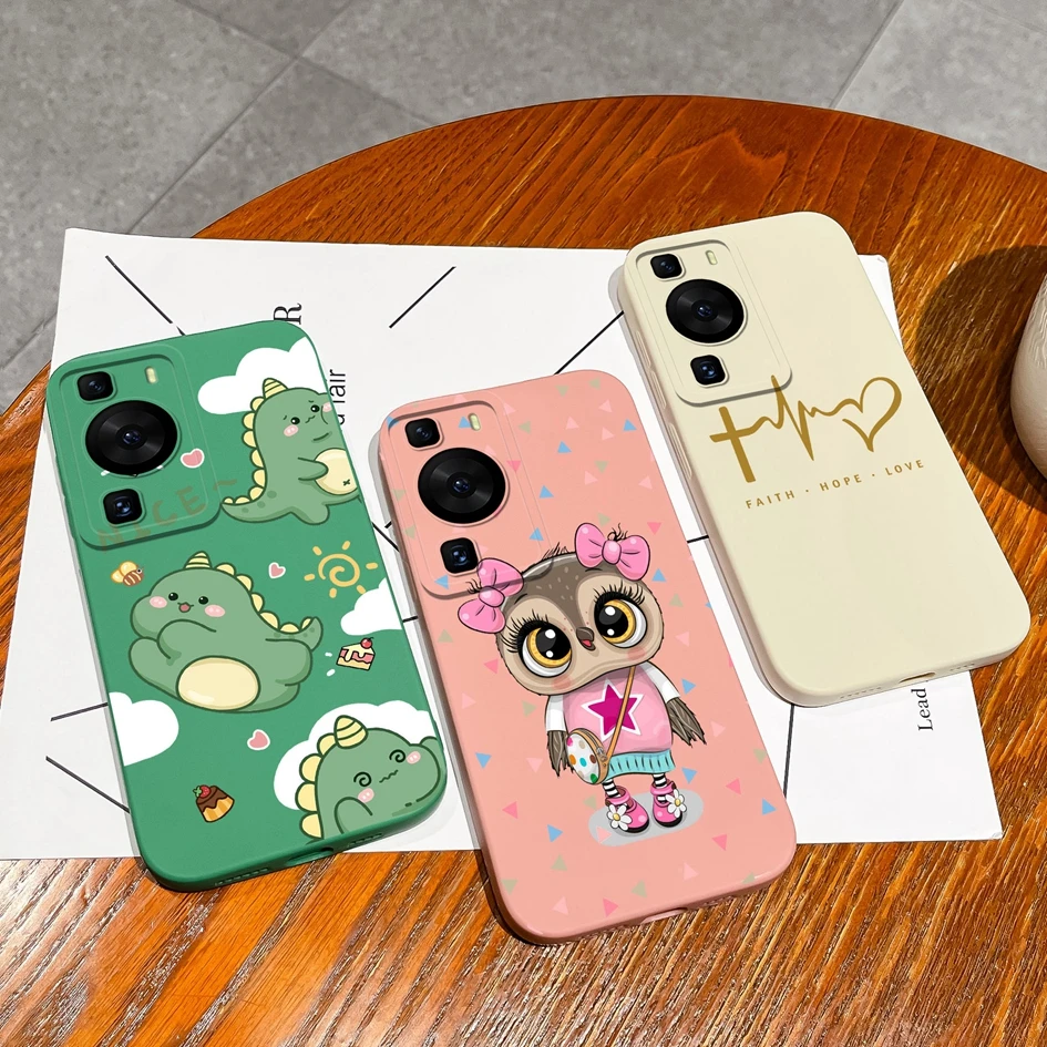 Phone Cover For Huawei P60 Pro Art P 60art Phone Case Cute Dinosaur Screen Protector Shockproof Silicone Soft High Quality Funda