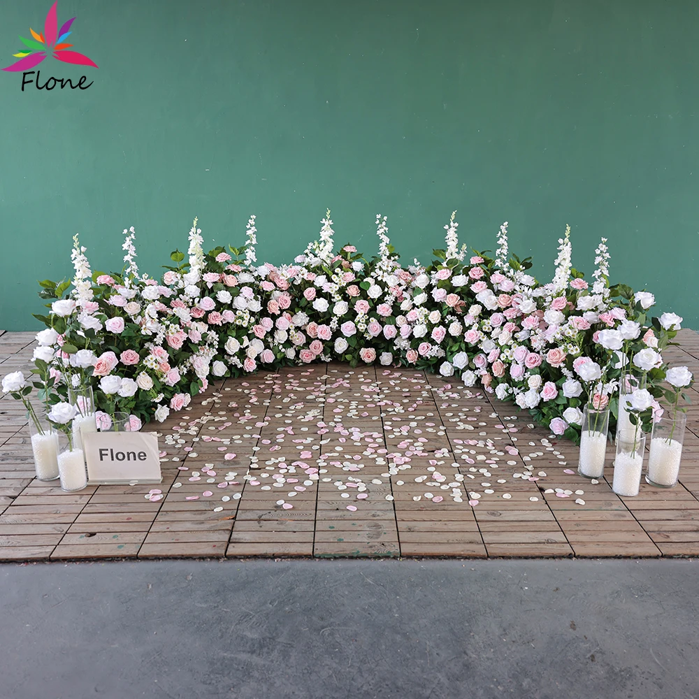 

Белый Розовый Зеленый Пол Искусственные Цветы Композиция для Свадебного Предложения Сцена Украшения Высококачественный Цветочный Декор Реквизит FL2830