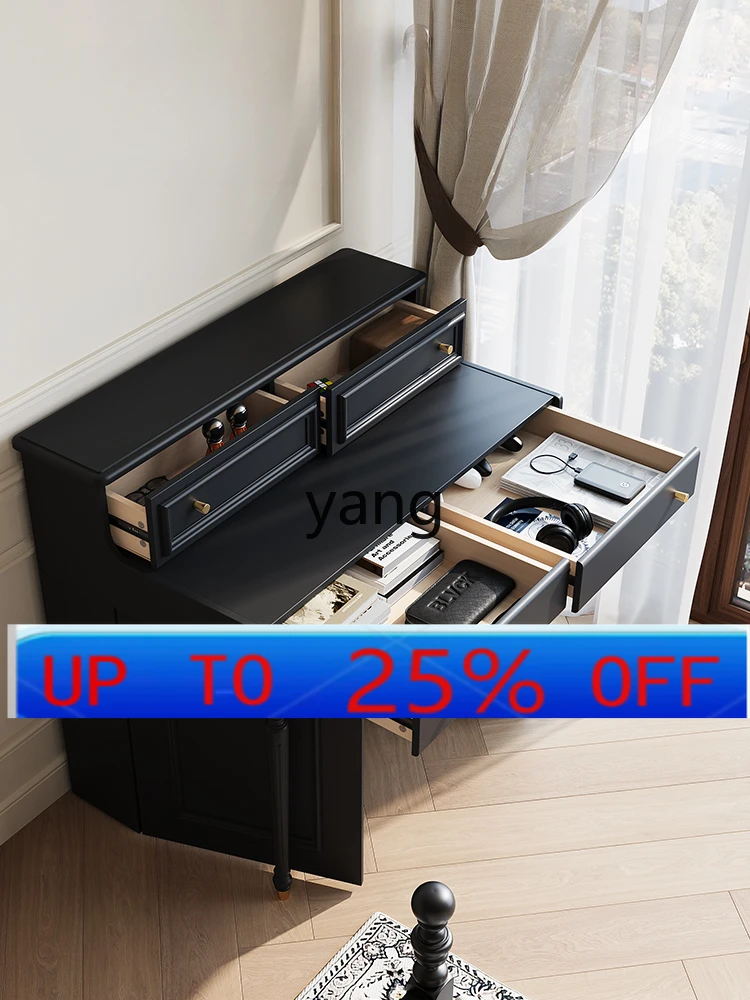 

YJQQ French retro desk modern black home bedroom computer desk simple