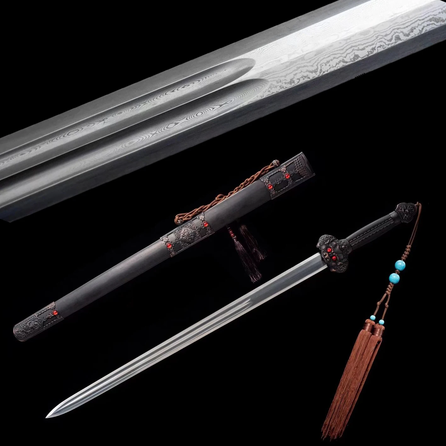 Medieval Chinese replica of Ming Emperor Yongle sword Damascus steel battle ready weapon sharp samurai sword gift customizable