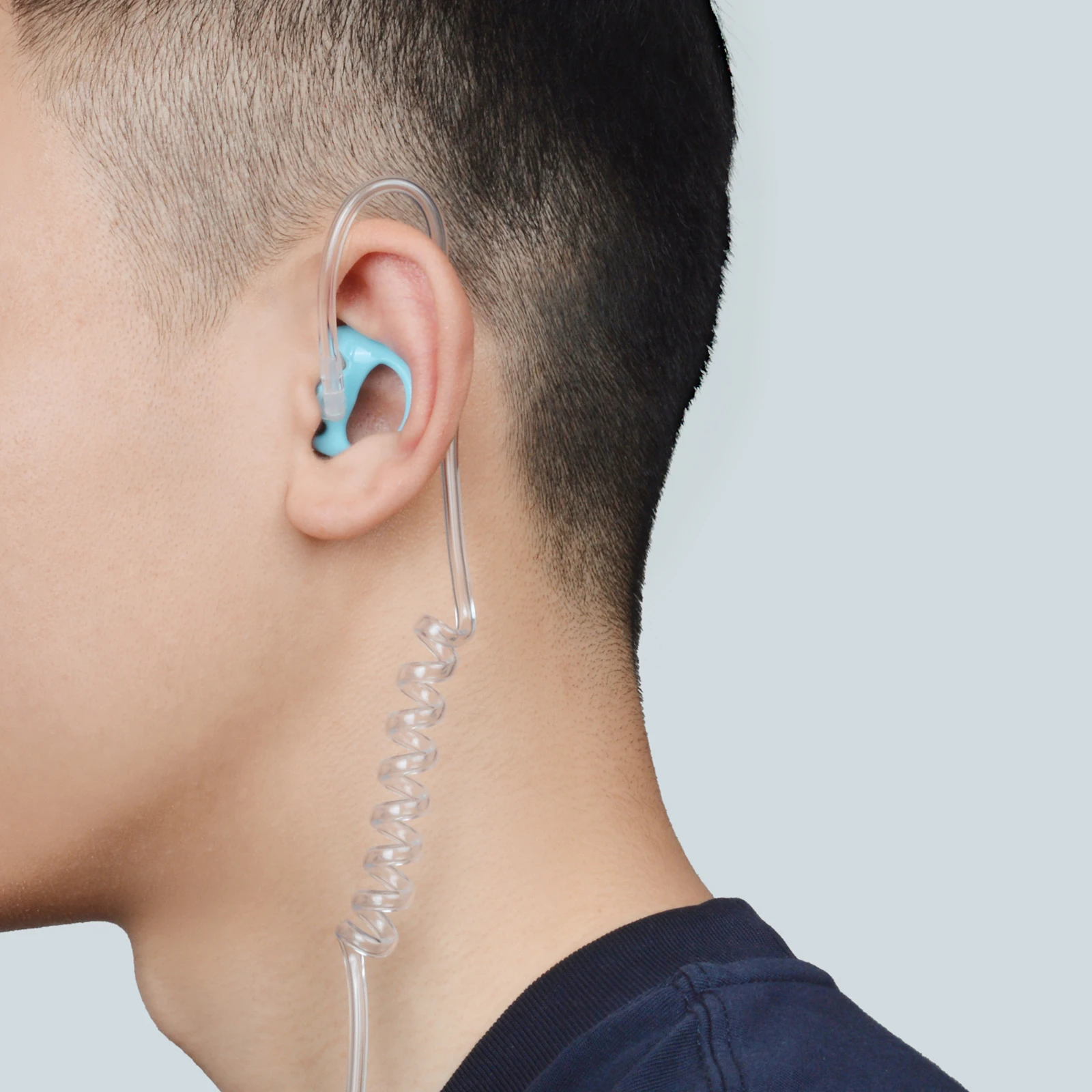 귀 몰드 교체 소프트 실리콘 이어 피어 삽입 이어몰드 양방향 라디오 어쿠스틱 코일 튜브 이어폰(10쌍-미디엄 블루)