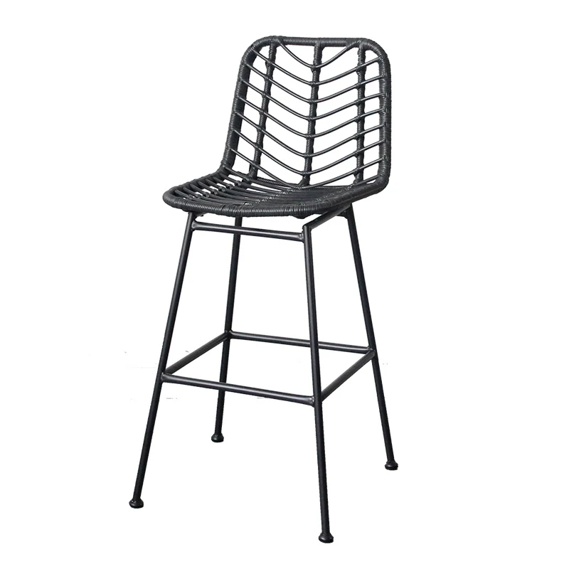 Cadeiras de rattan encosto alto à prova dwaterproof água estilo retro ao ar livre jardim barbeiro restaurante fezes salão chaise longue móveis jantar