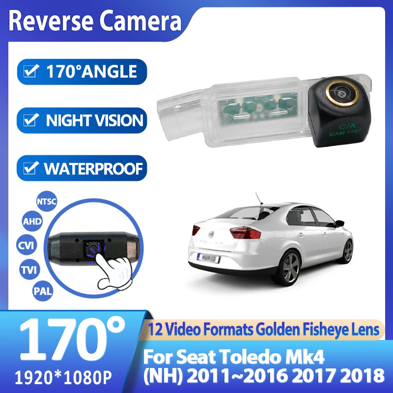 

170Degree AHD 1920x1080P Golden Fisheye Lens Car Rear View Camera For Seat Toledo Mk4 (NH) 2011~2015 2016 2017 2018 Accessories