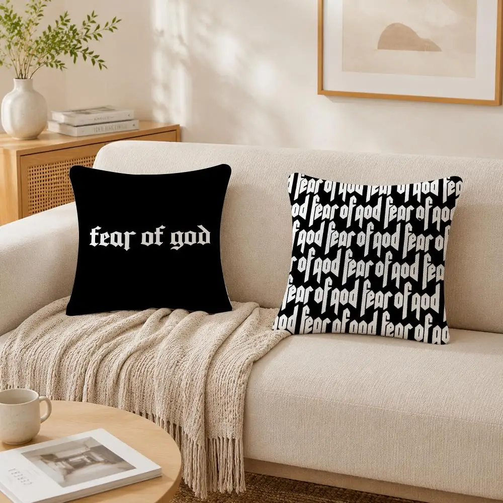 Fashion Logo F-Fear Of G-God Cushion Cover Plush Decorative Pillow Case With Hidden Zipper Cutecore Room Decor For Home