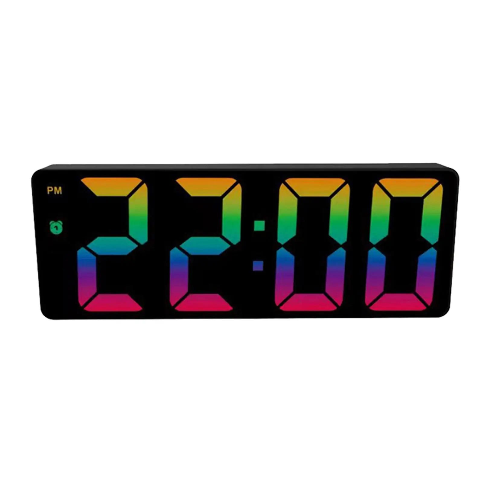 Colorful Alarm Clock Large Number Table Bedside Seniors Dimmer Battery