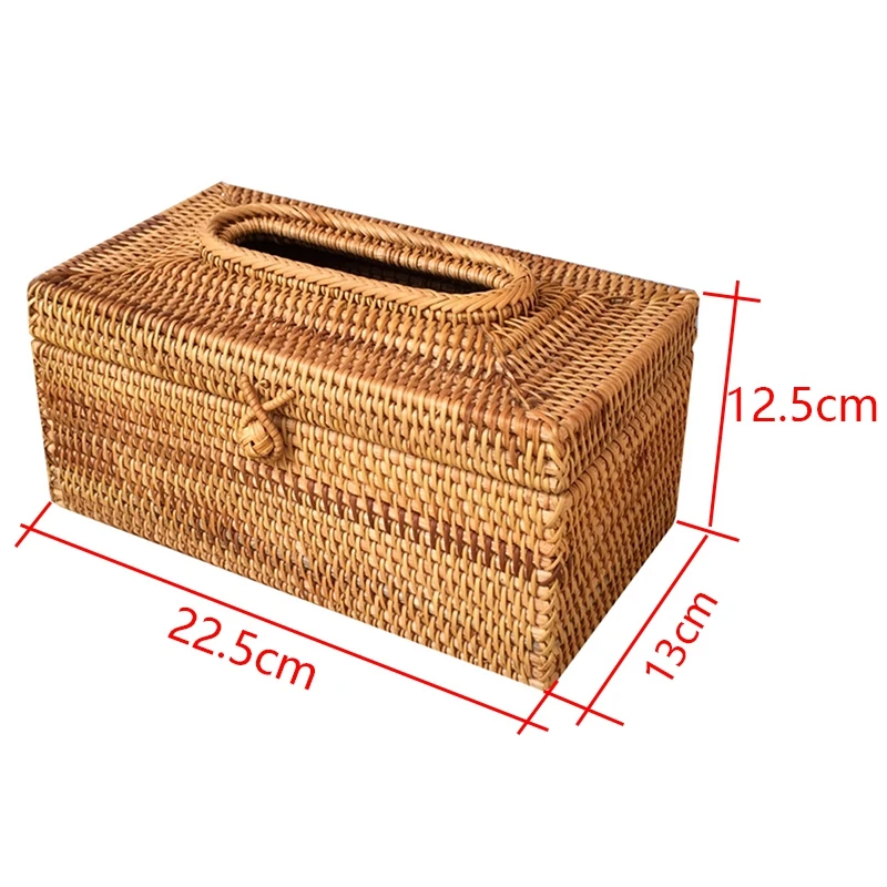 Paper Rack Rattan Tissue Box Elegant Home Decoration Handmade Desktop Tissue Container Napkin Storage Case