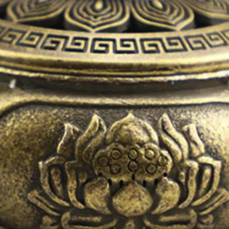 حامل مبخرة على شكل زهرة مبخرة معدنية عتيقة وعاء مبخرة معبد صغير للتأمل والاسترخاء الروحي