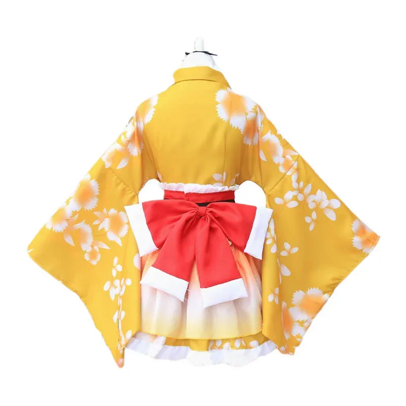 ROLECOS Anime Love Live Cosplay Costumes Rin Hoshizora Kimono Cosplay Costumes Love Live Yukata Yellow Kimono Cosplay