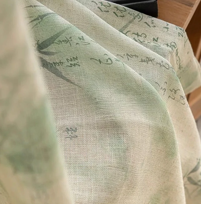 Chinese Retro Gauze Curtain Is Light-impermeable and Linen Gauze Is Song's Aesthetics Curtains for Living Dining Room Bedroom