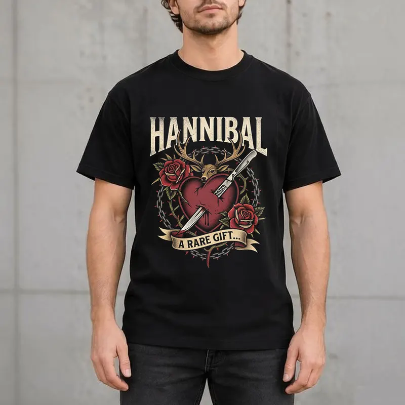 Hannibal Lecter Eat The Rude Graphic T-Shirt Horror TV Series Vintage Gothic Unisex Short Sleeve Tee 100% cotton Casual Tops