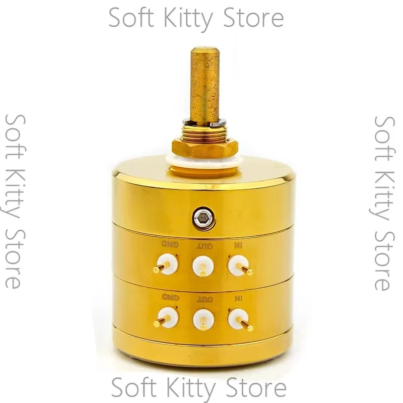 HI-END  Sound Potentiometer Switch Gold 24 Steps Attenuator Stereo Audio Amplifier Volume Control Gold-Plated 50K 100K 250K