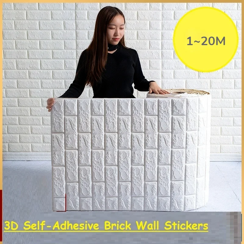 

70cm*1M 3D Self-adhesive Continuous Waterproof Wall Sticker DIY Home Decor Wall Decals Wall Stickers 3D Brick Wallpapers